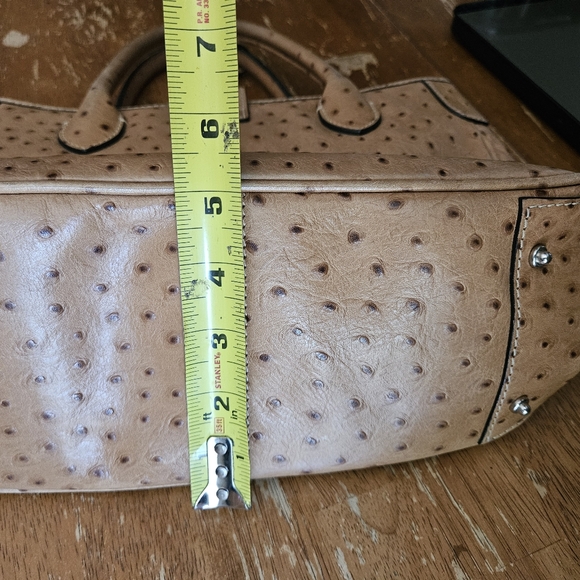 Dooney & Bourke Vintage Embossed Ostrich Leather Double Handle Handbag Cognac - Picture 14 of 15